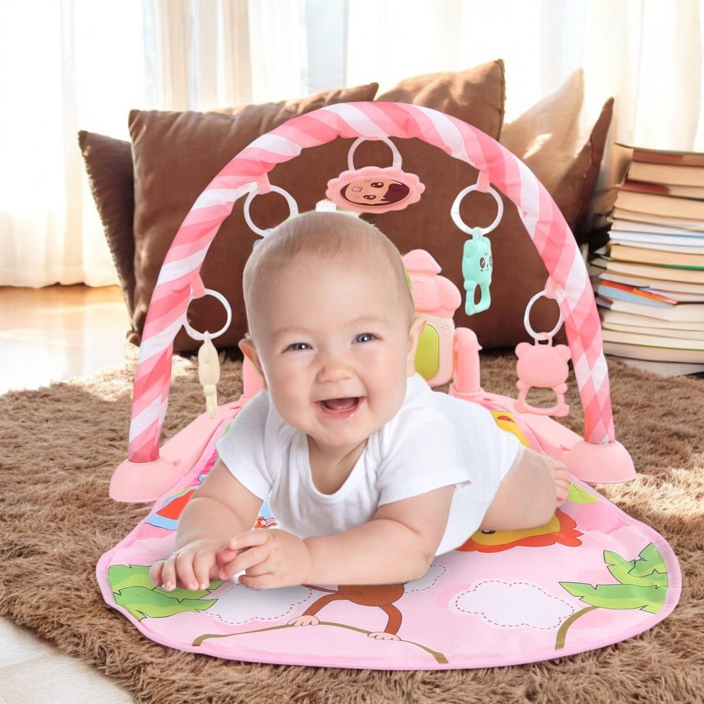 Tapis d’Éveil - KiddoMat™ - Paradis Animalier Rose
