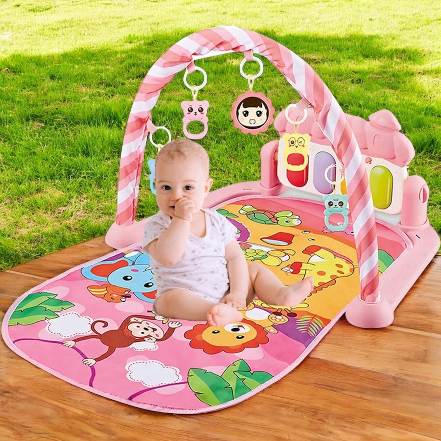 Tapis d’Éveil - KiddoMat™ - Paradis Animalier Rose